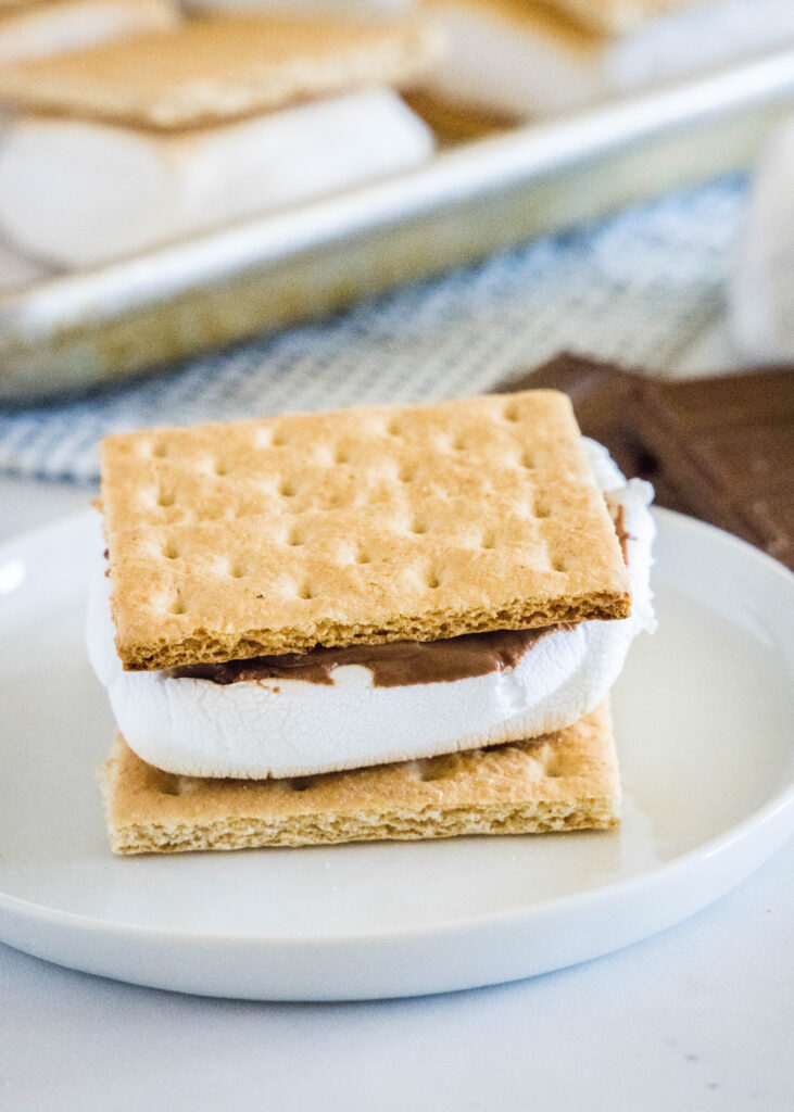 s'mores on a white plate