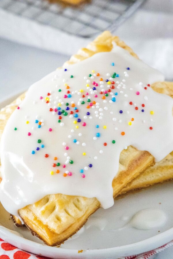 cropped close up pop tart on white plate