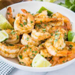 cropped close up white bowl with shrimp