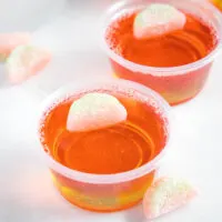 cropped close up of watermelon jello shots on a table