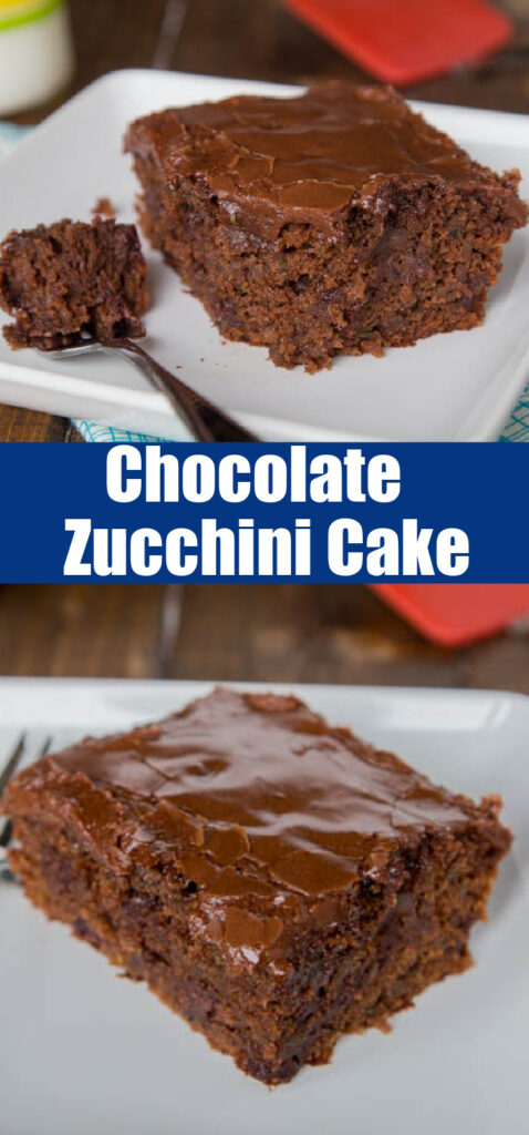 close up chocolate zucchini cake for pinterest