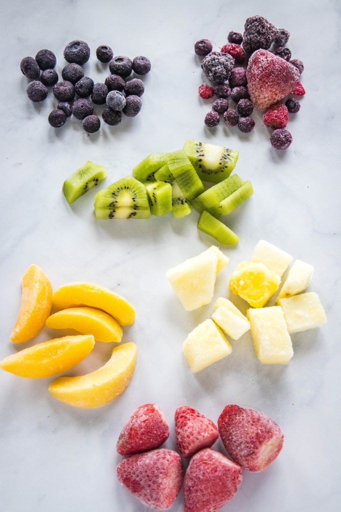 frozen fruit for rainbow popsicles