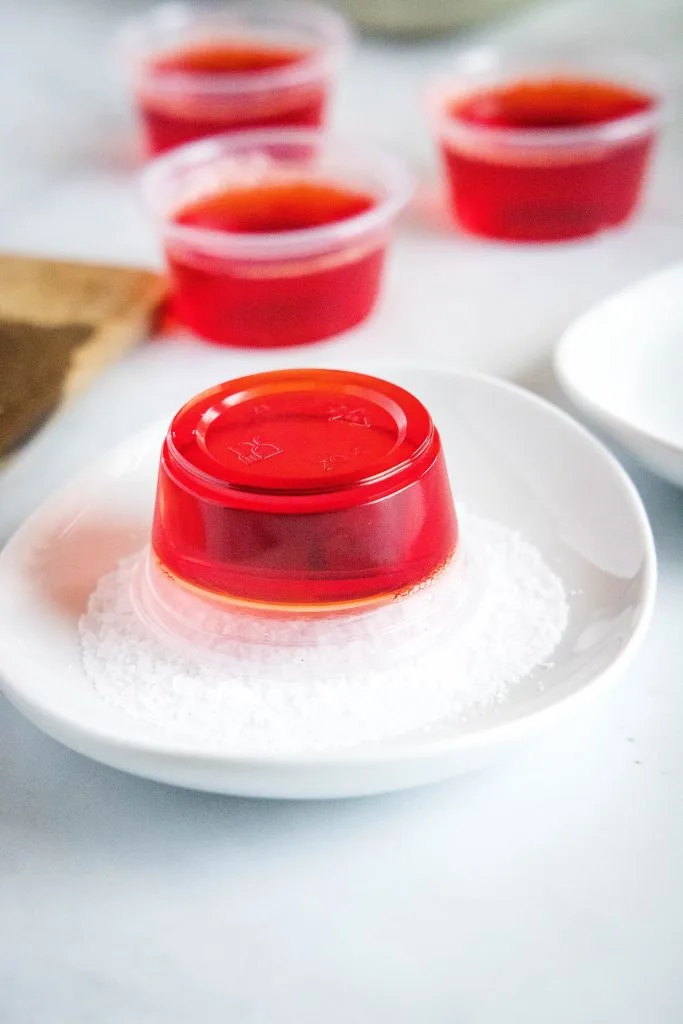 coating the jello cup rim in salt