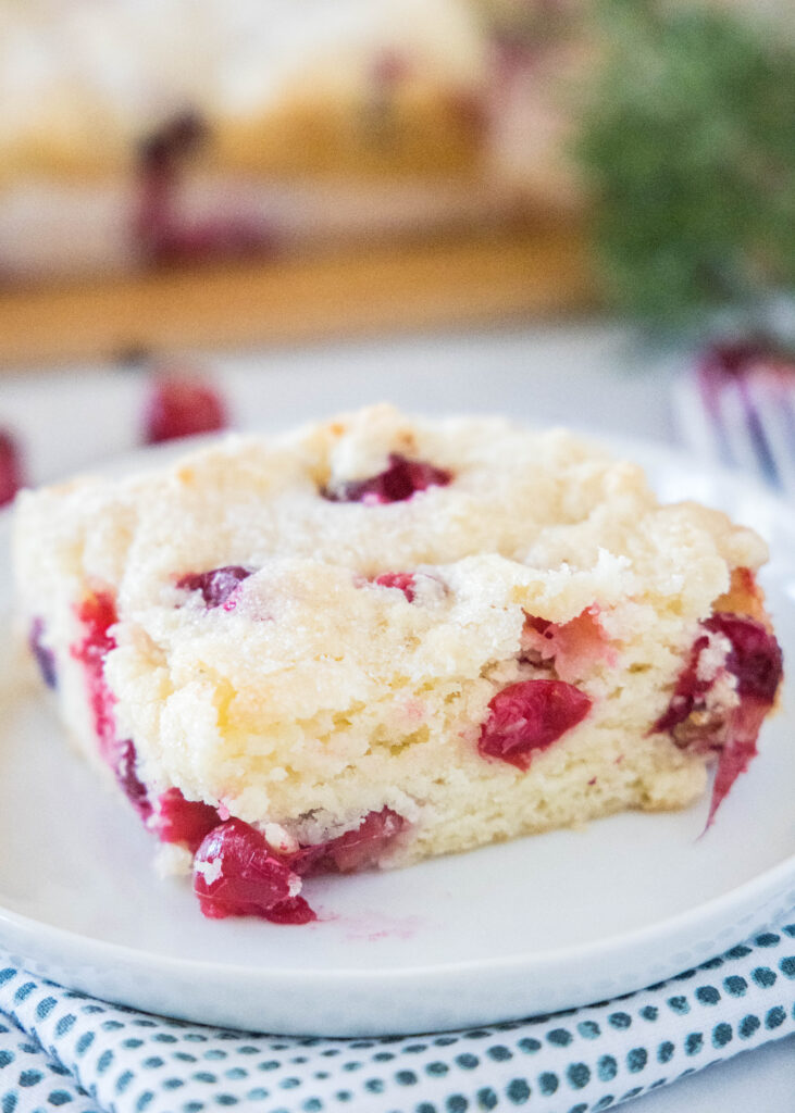 cranberry coffee cake on a plate