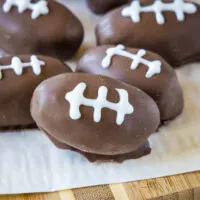 cropped close up peanut butter footballs
