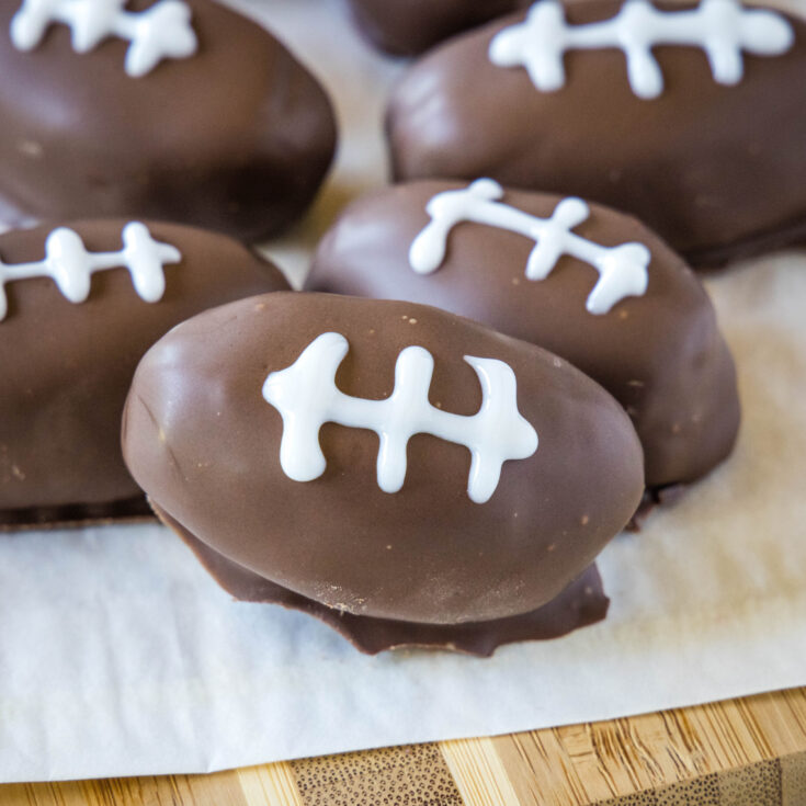cropped close up peanut butter footballs