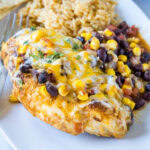 close up santa fe chicken on a plate