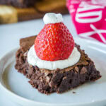 close up santa hat brownie
