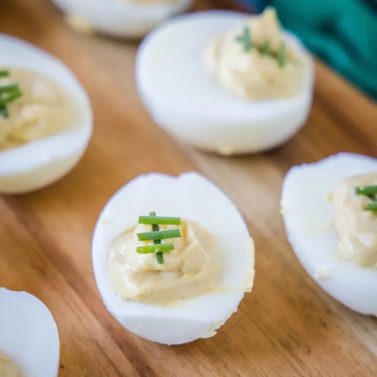 cropped close up football deviled eggs