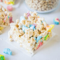cropped close up lucky charms krispie treats