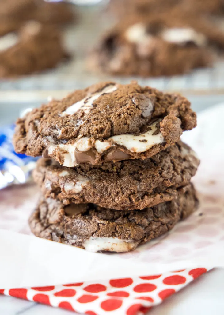 peppermint patty cookies stacked