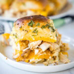 cropped close up turkey slider on white plate
