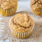 cropped close up pumpkin banana muffin