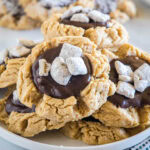 cropped close up muddy buddy cookies on a plate