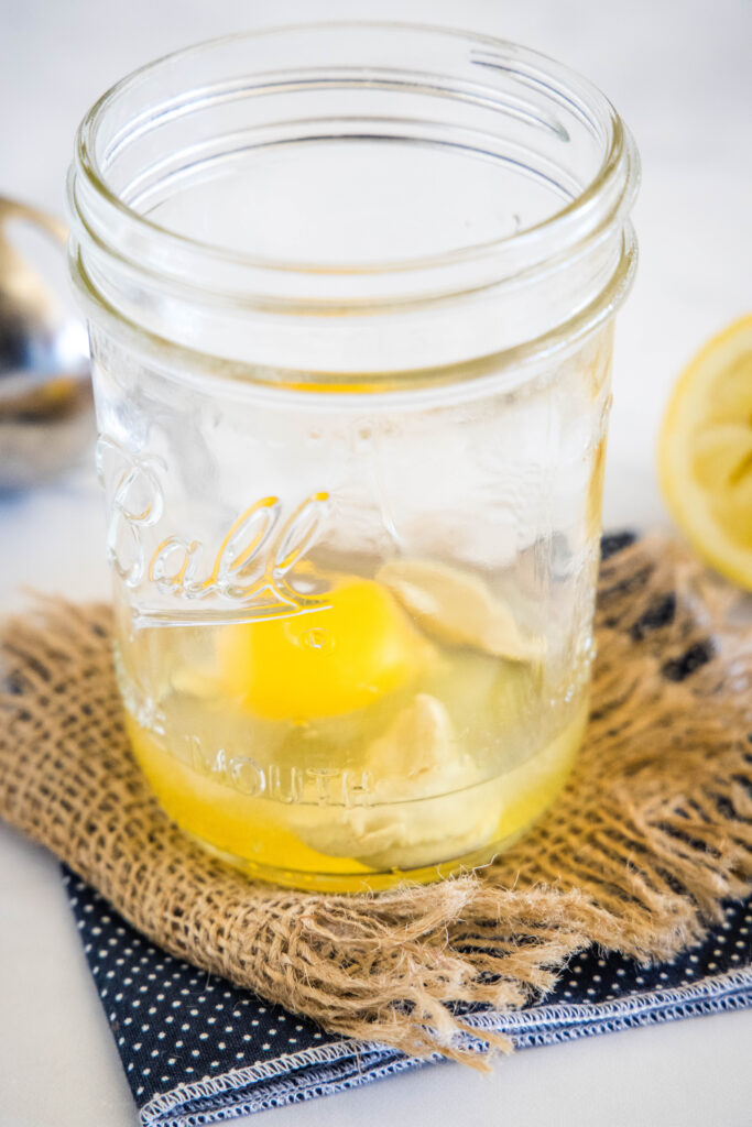 Eggs in a glass mason jar.