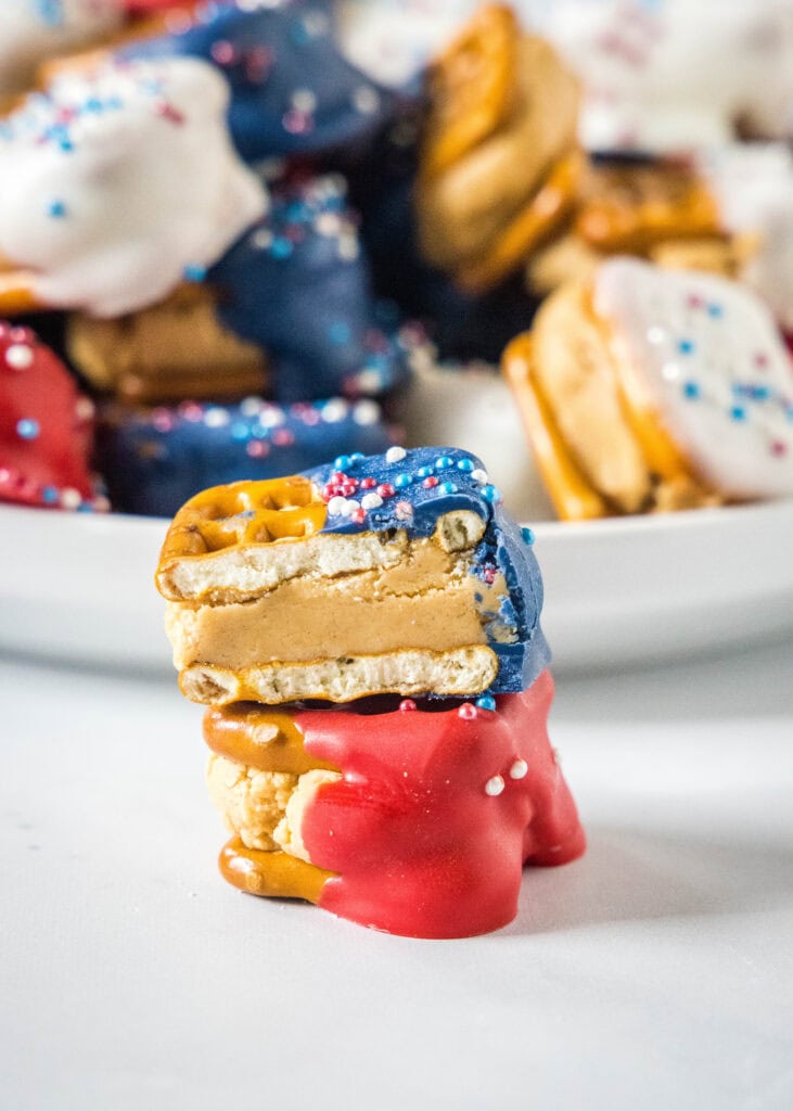 pretzel bite cut in half