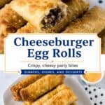 cheeseburger egg roll collage for pinterest