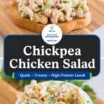 chickpea chicken salad collage for pinterest