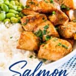 salmon bites with text for pinterest