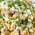 Mexican street corn pasta salad with text