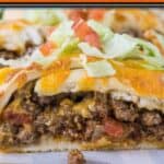 taco braid with text overlay for pinterest