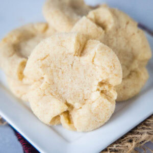close up angel crisp cookies on a plate