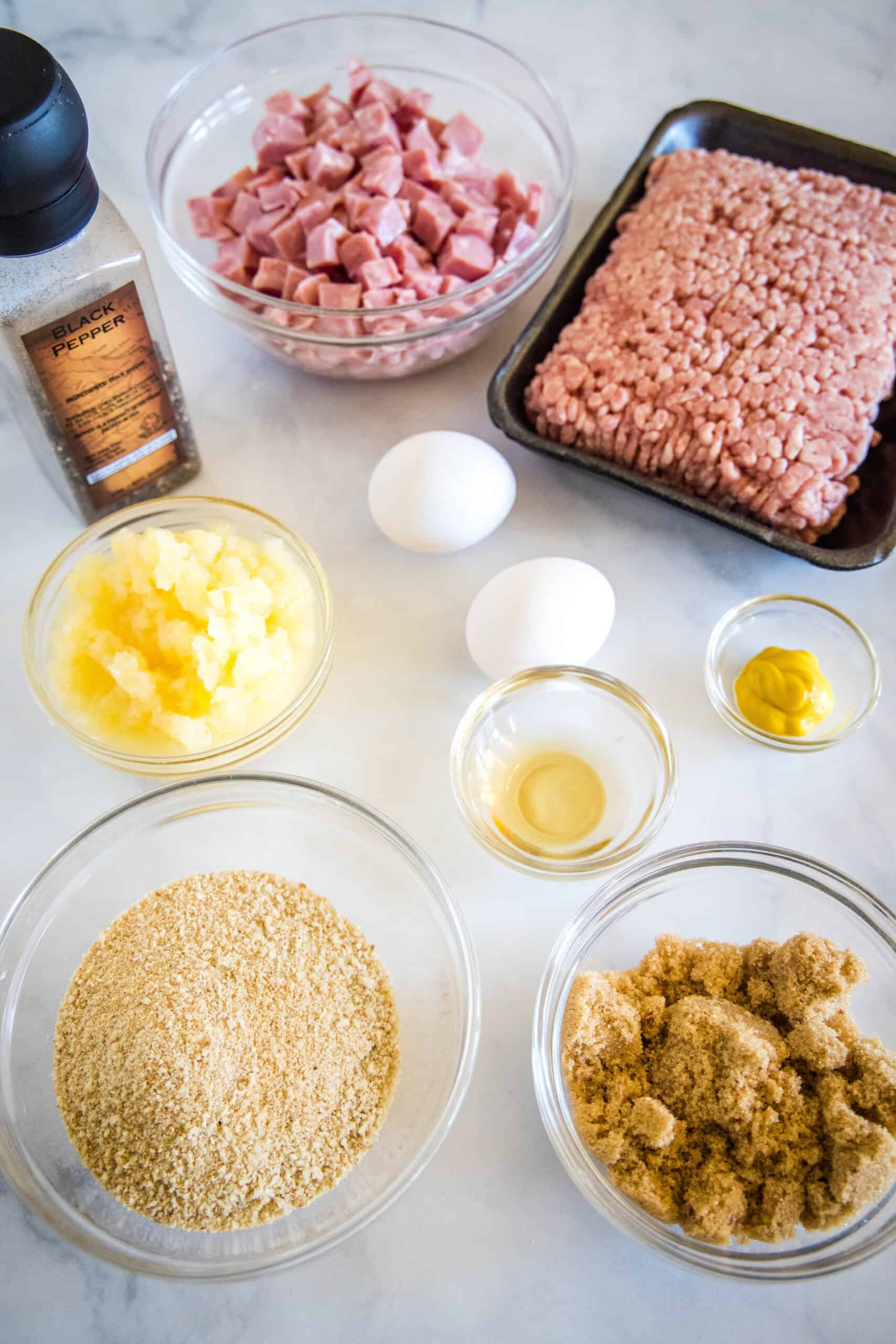 Ham balls ingredients.