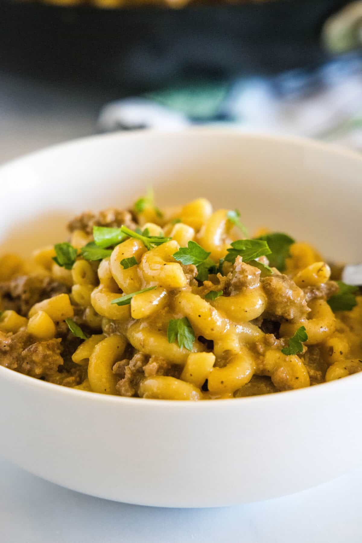 cheeseburger macaroni in a bowl