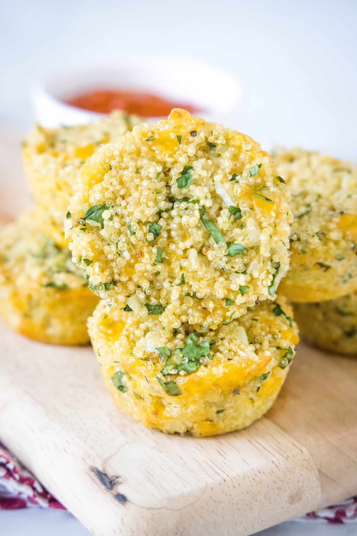 Crispy Quinoa Bites quinoa bites on a cutting board
