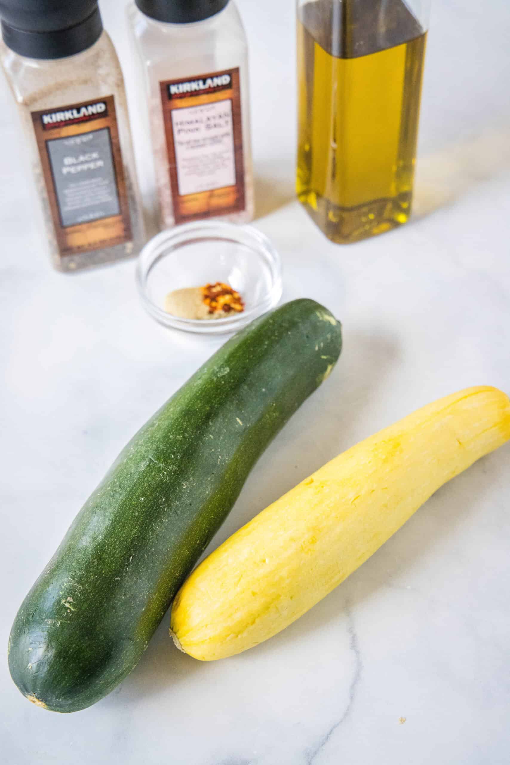 Make perfectly tender-crisp roasted zucchini and squash in the oven. It's an easy vegetable side dish that's ready in 20 minutes! Ingredients for roasted zucchini and squash.