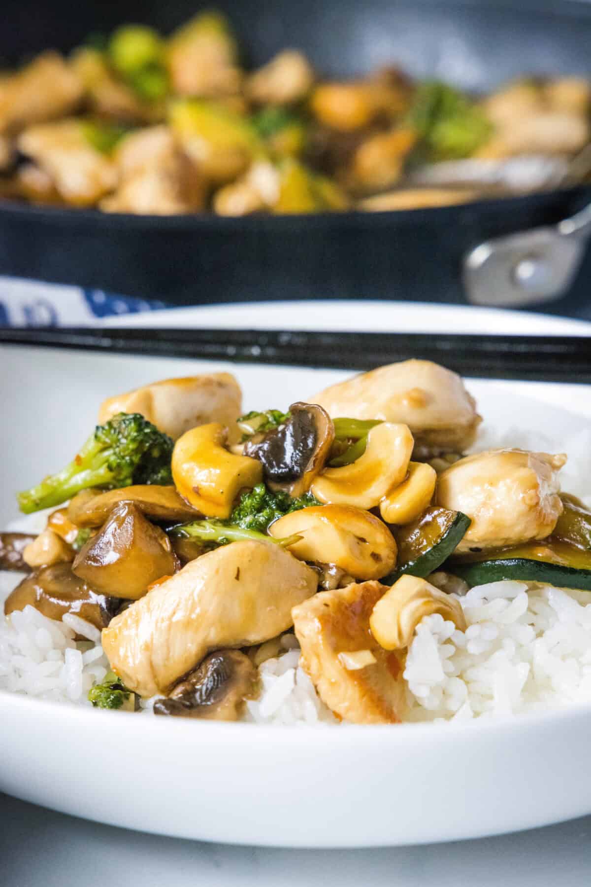 chicken stir fry served over rice