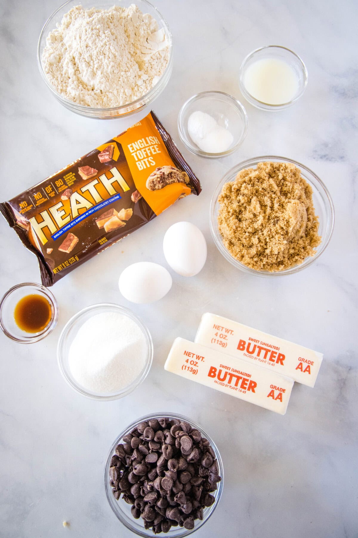 brown butter chocolate chip toffee cookies ingredients