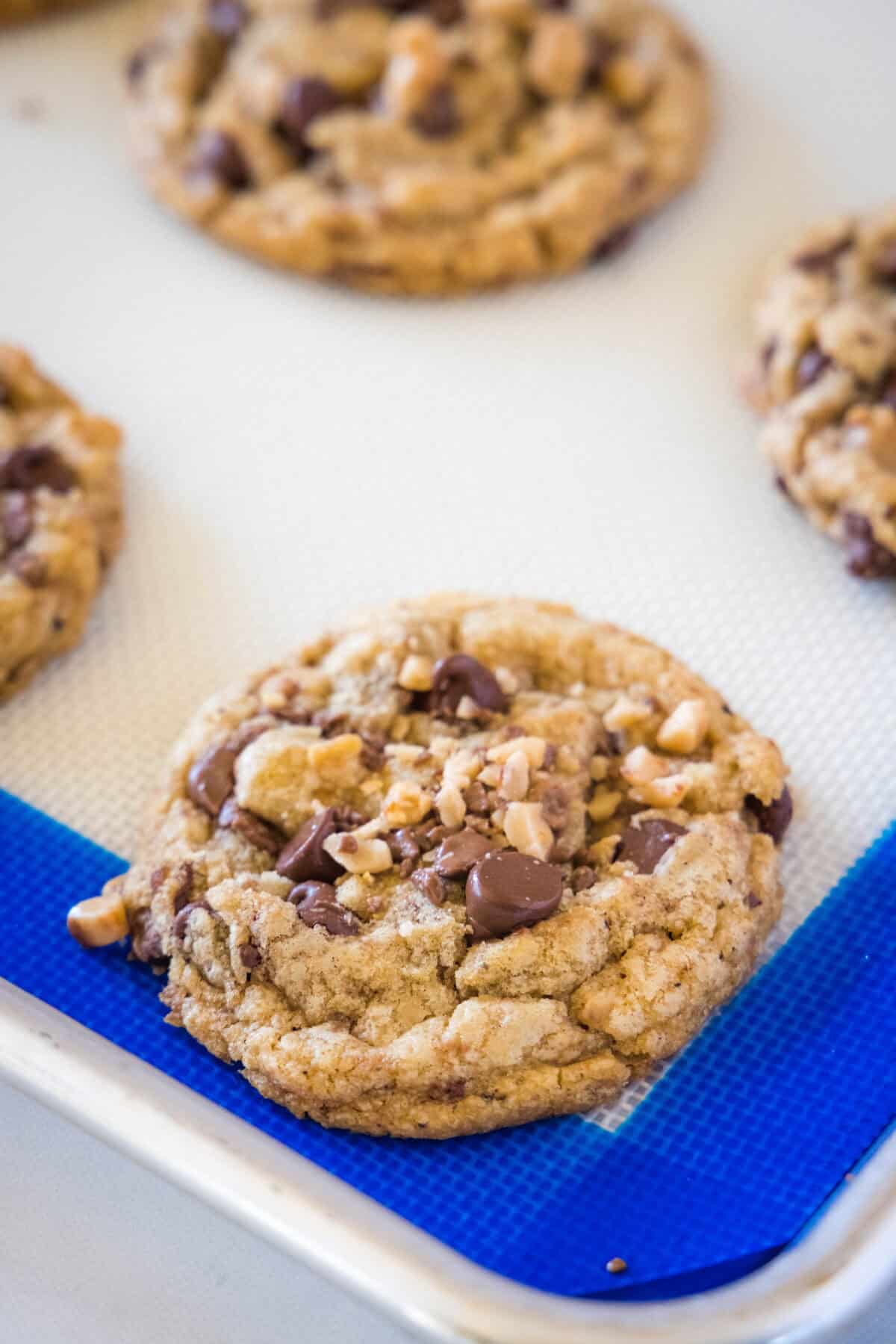 toffee cookies on baking tray