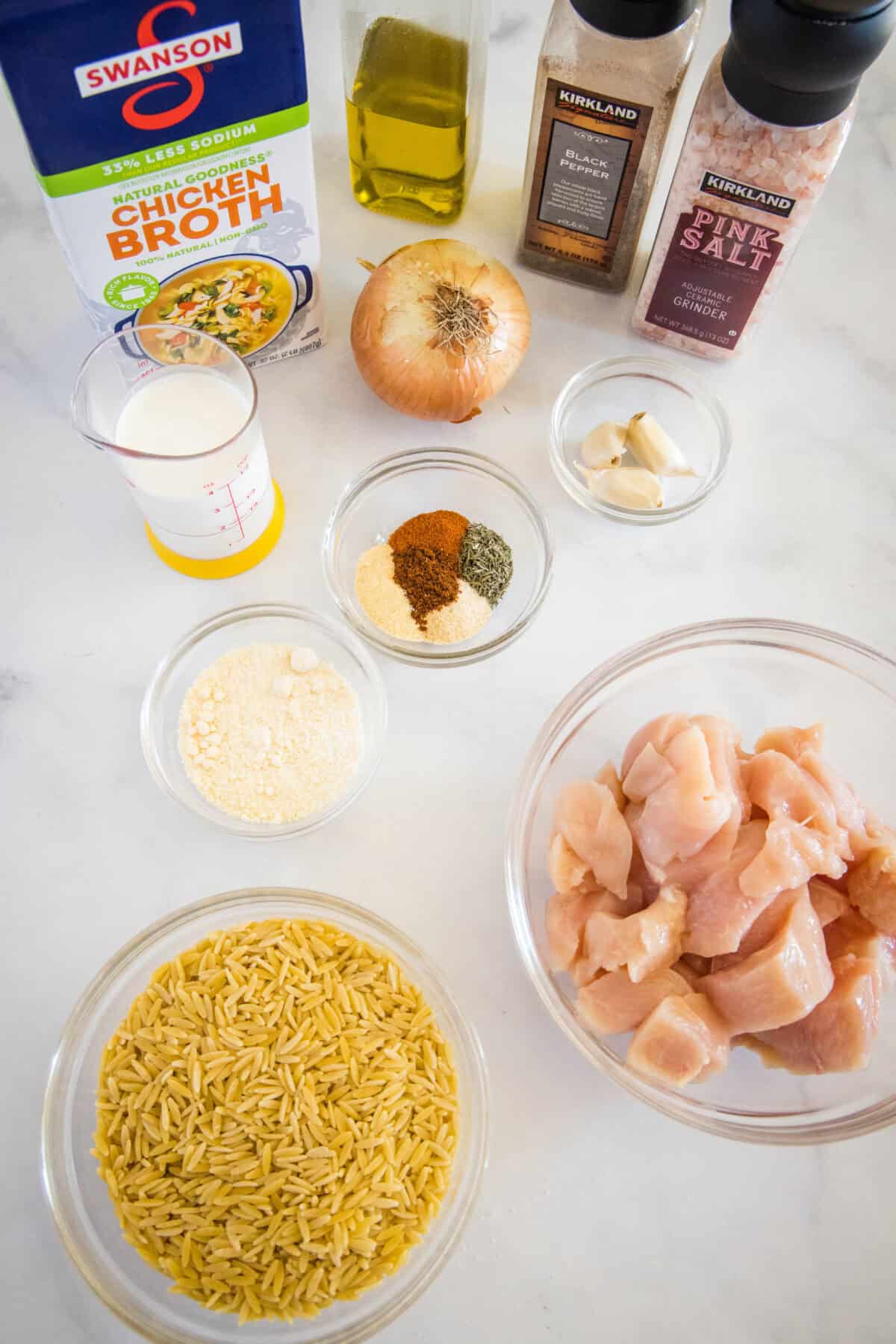 creamy chicken and orzo ingredients