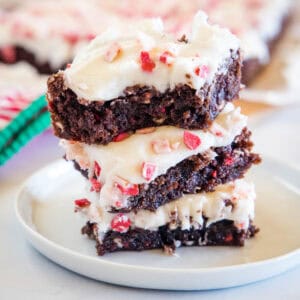 cropped close up stack of brownies