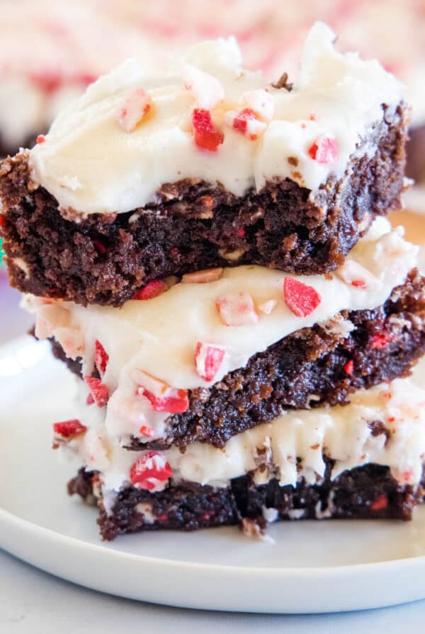cropped close up stack of brownies