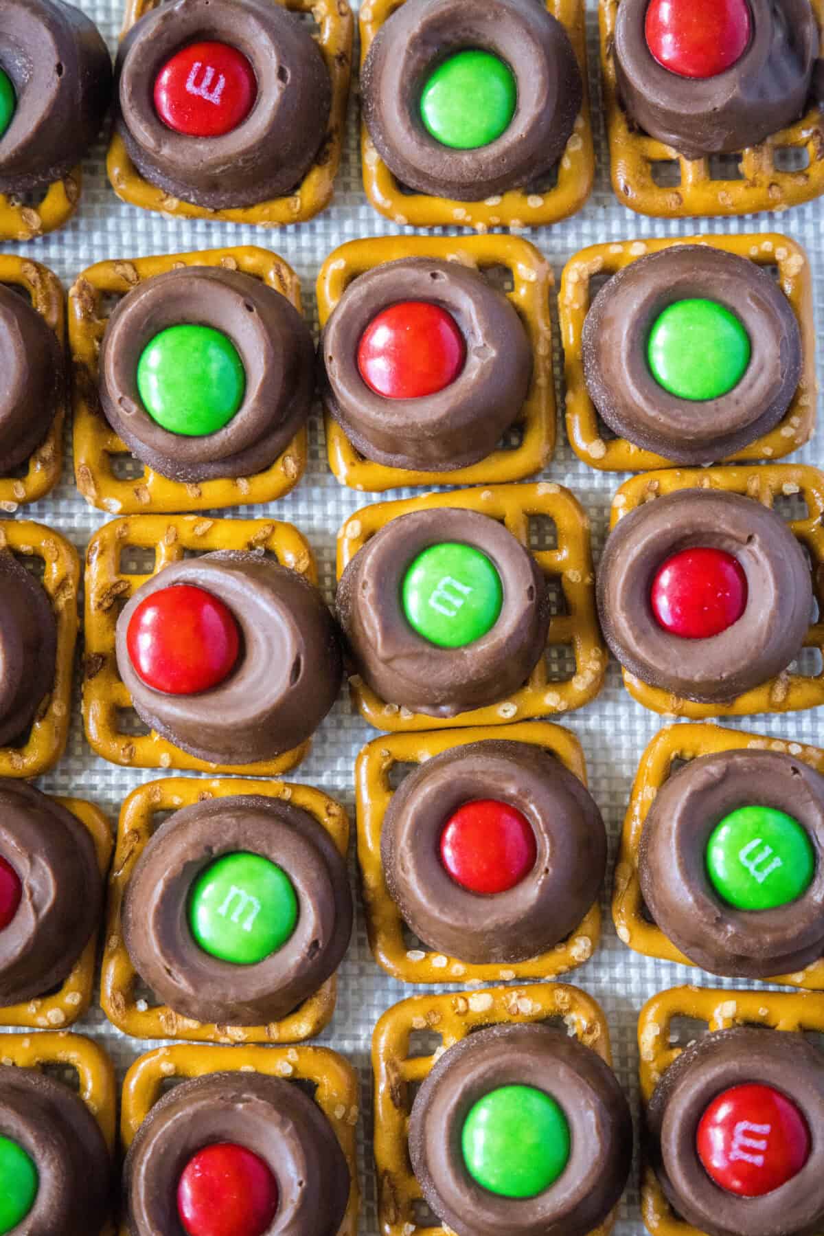 rolo pretzels on baking tray