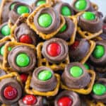 cropped close up rolo pretzels arranged on a plate