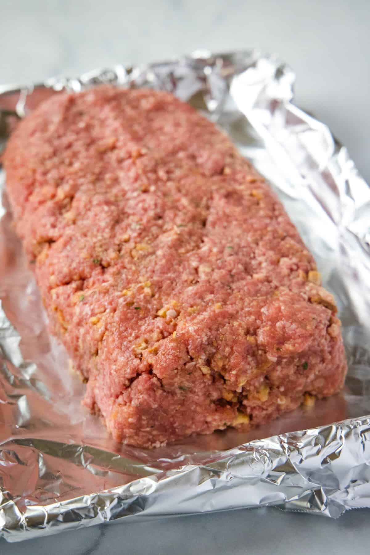 shaped meatloaf on baking tray