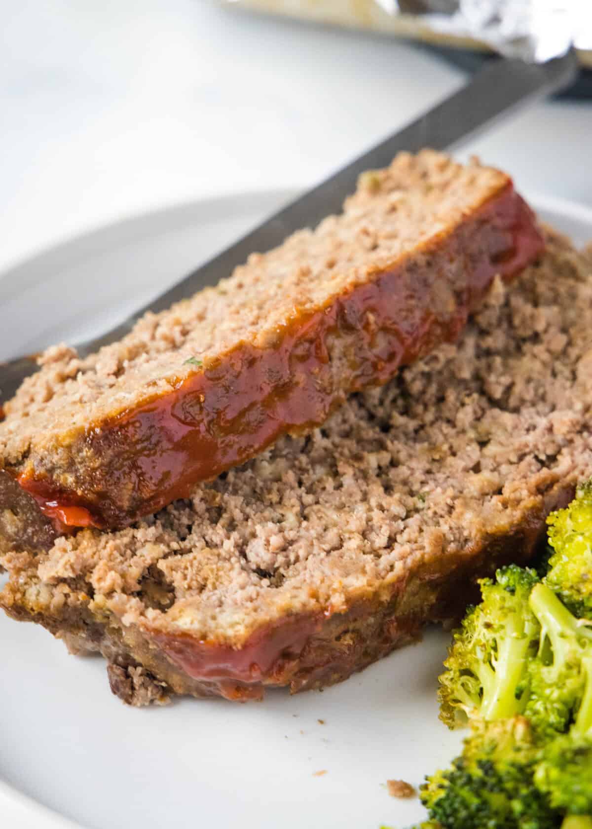 sliced meatloaf on a plate