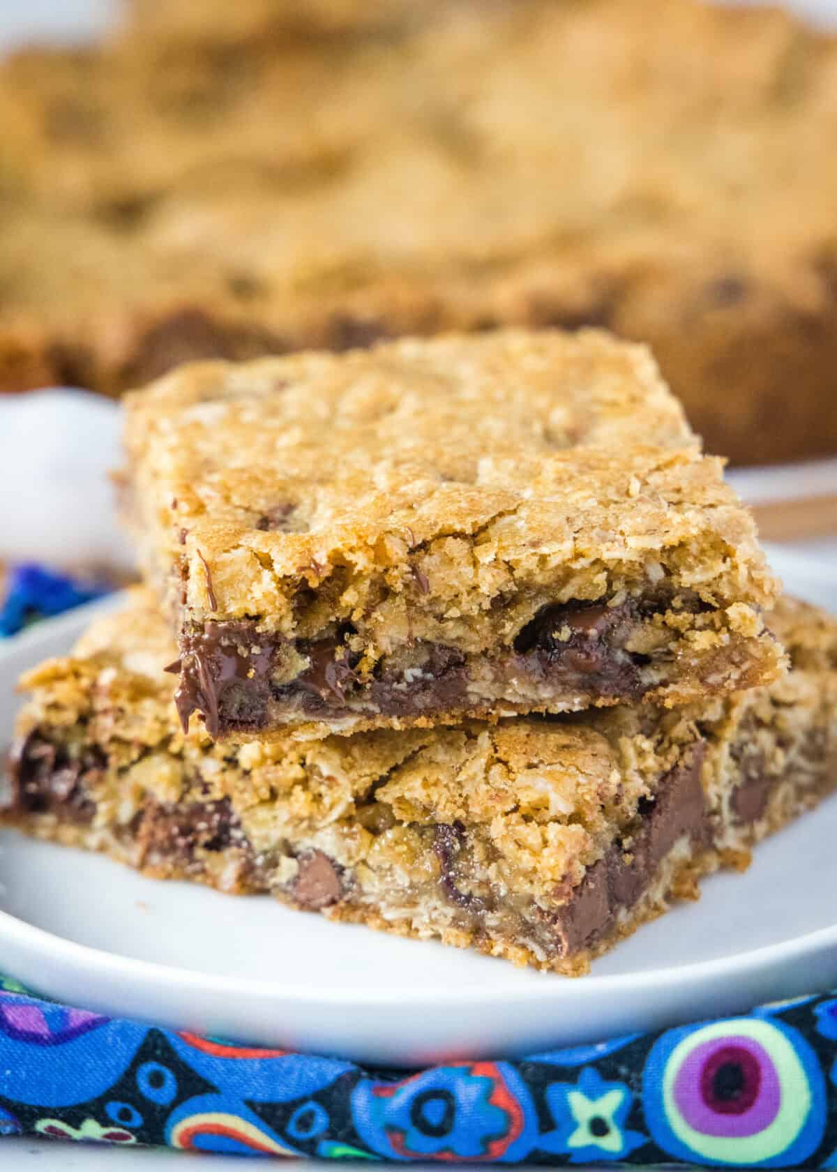 stacked oatmeal chocolate chip blondies
