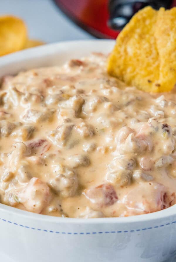 easy sausage dip in a bowl