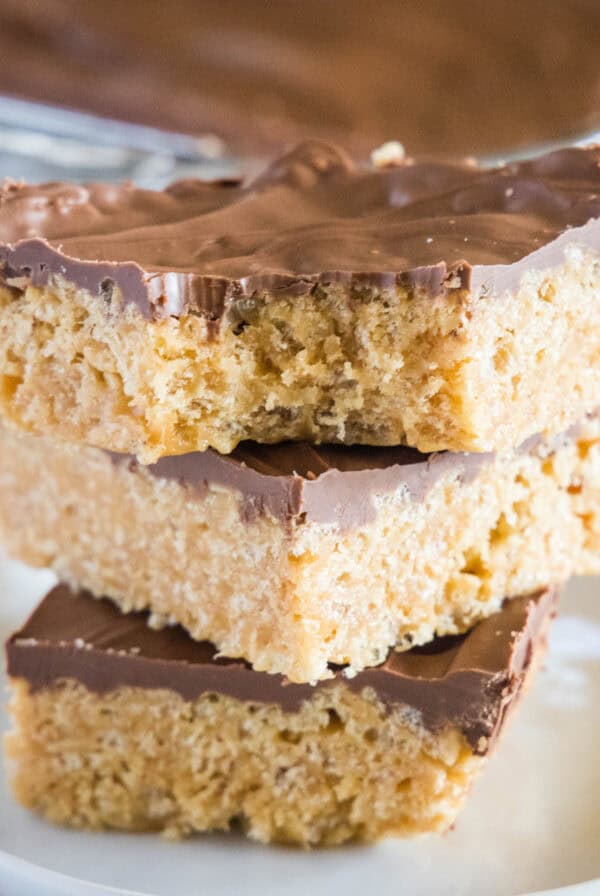 close up scotheroos stacked on a plate