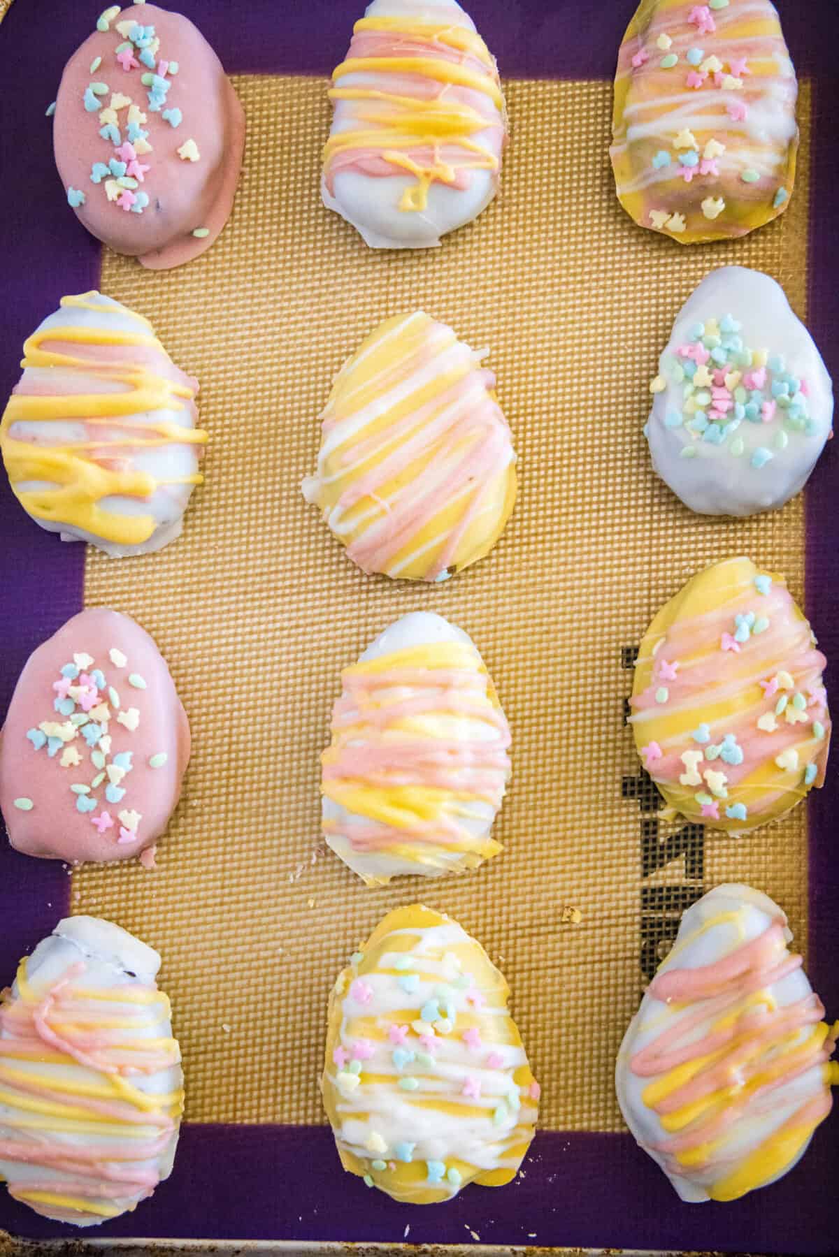 oreo easter eggs on baking tray