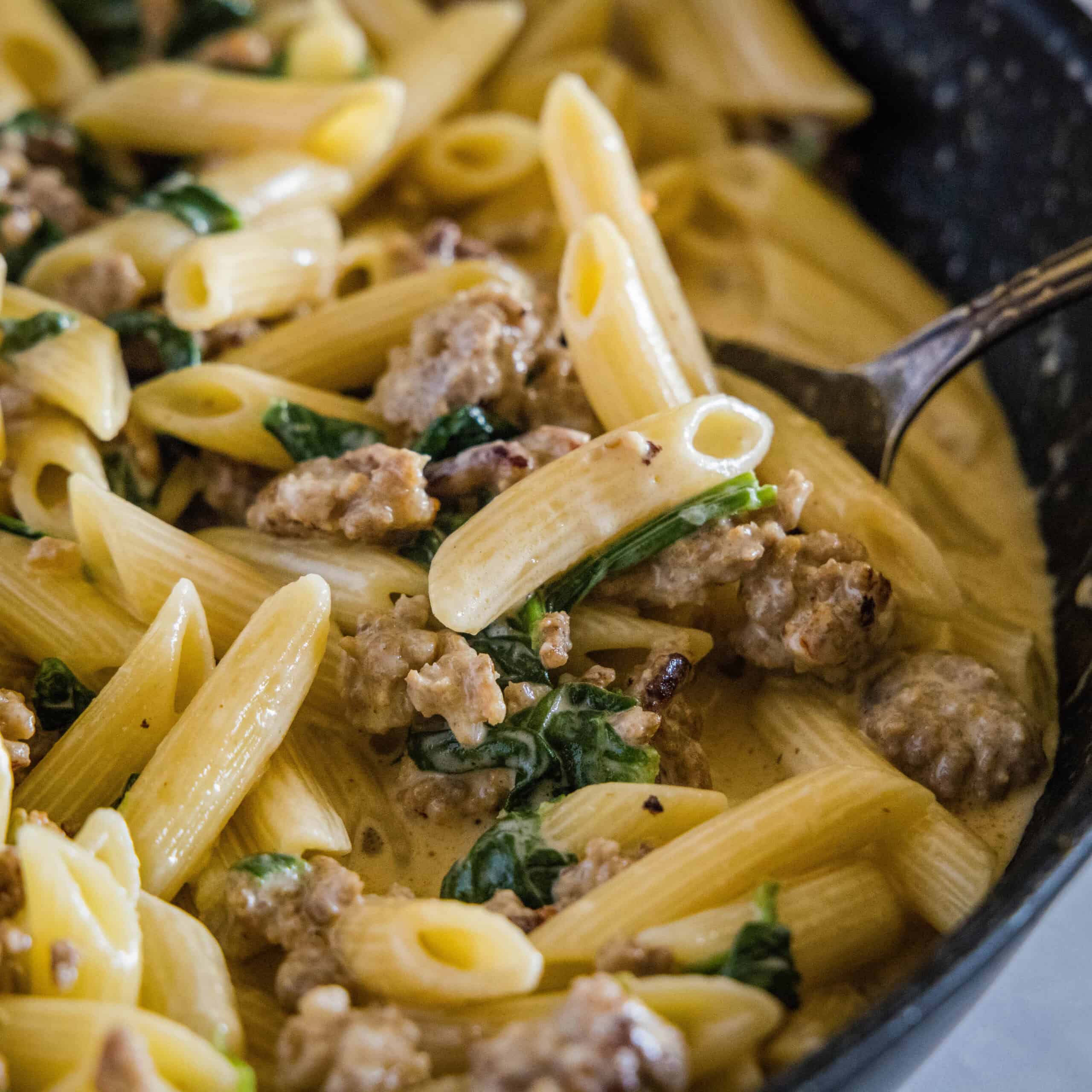 Creamy Sausage Spinach Pasta