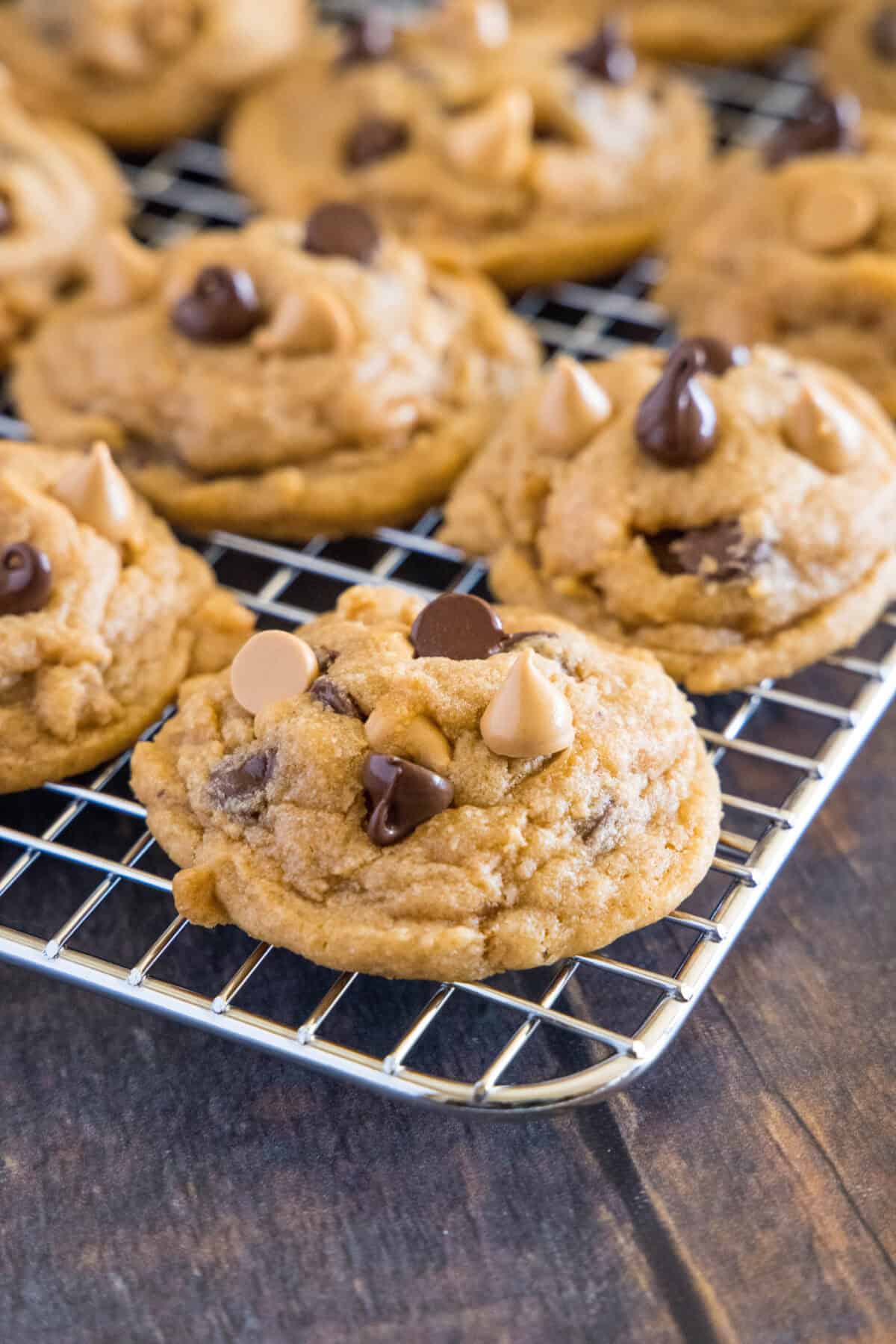 butterscotch chip cookies on cooking rack
