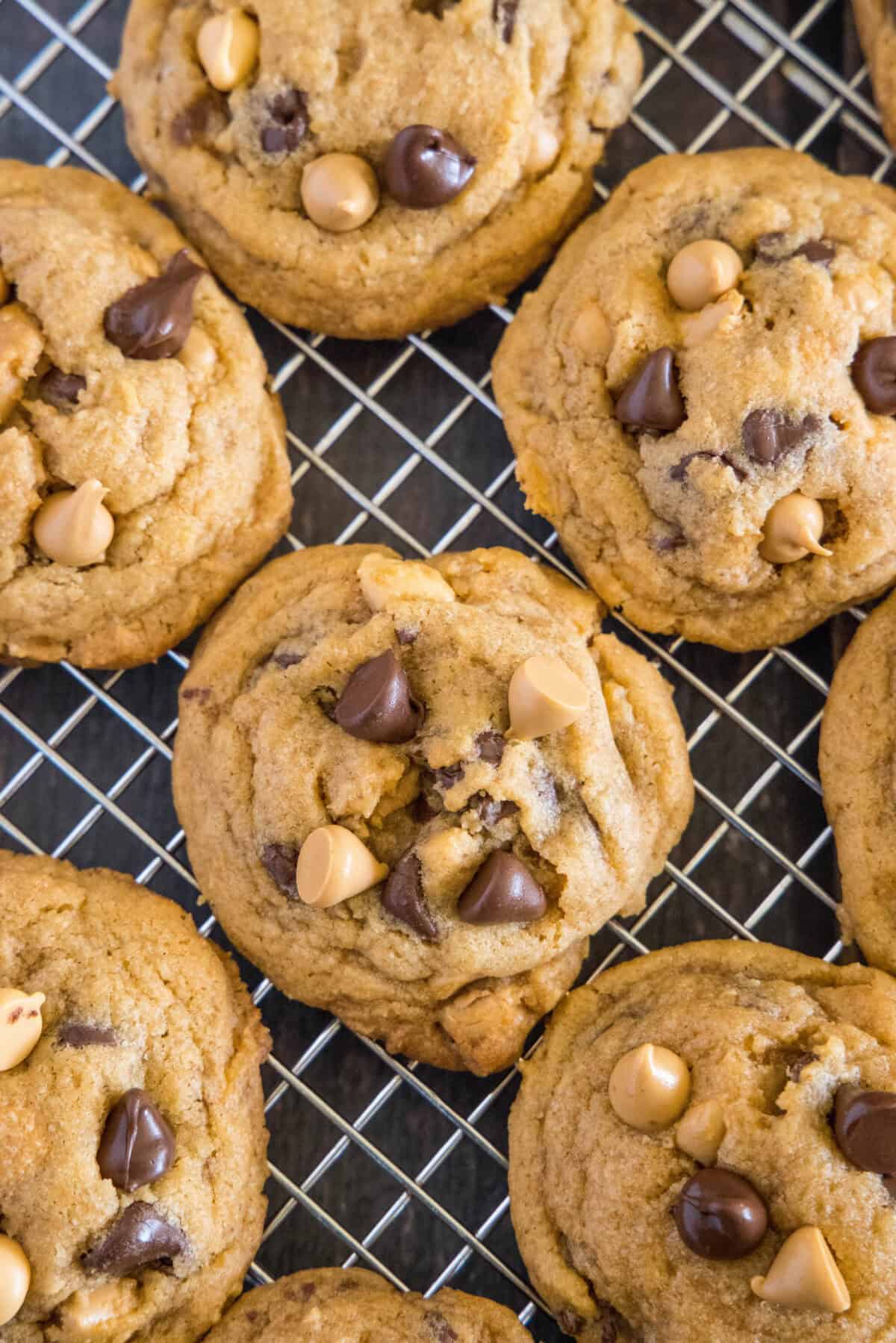 butterscotch chip cookies on cooling rack