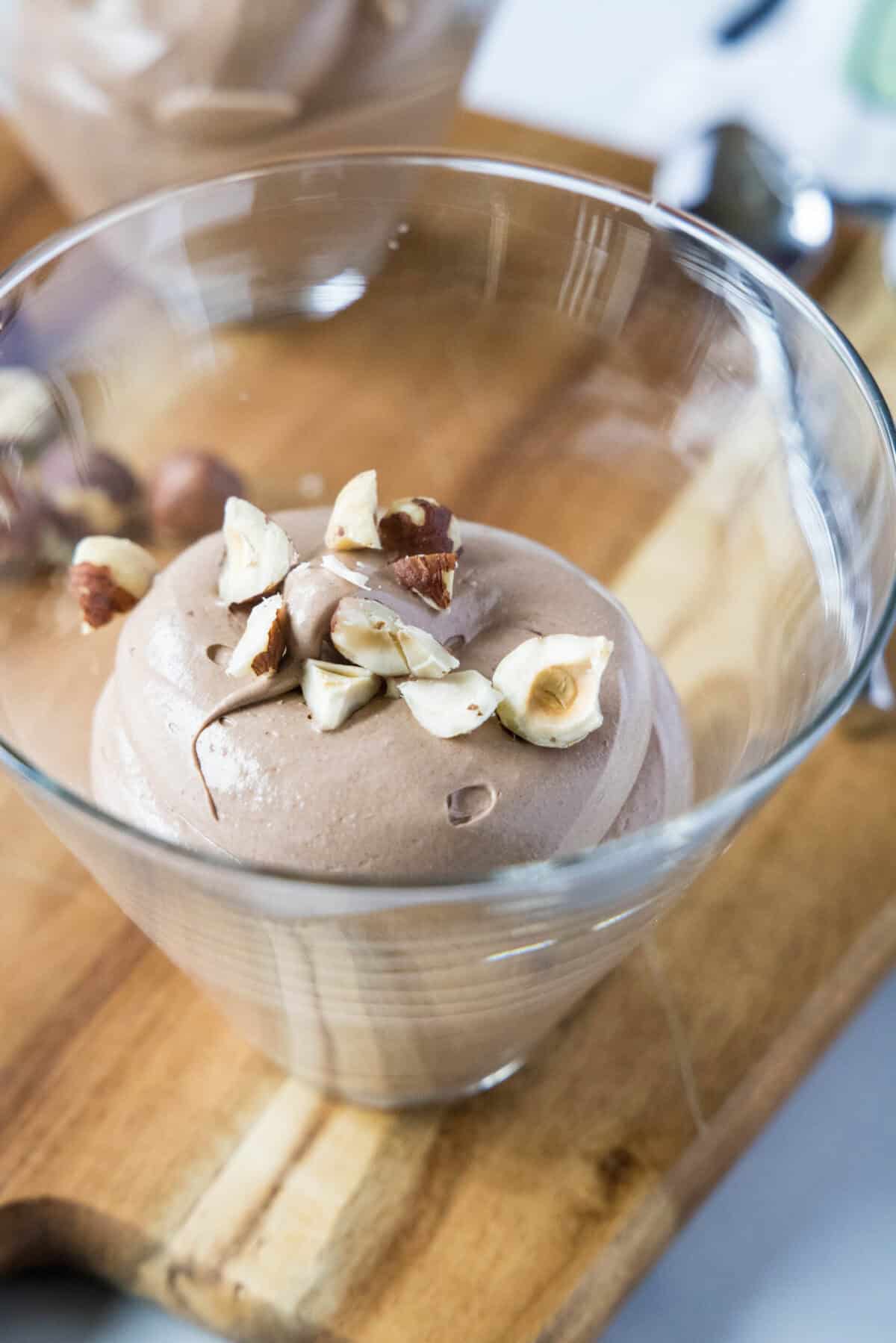 nutella mousse in serving glass