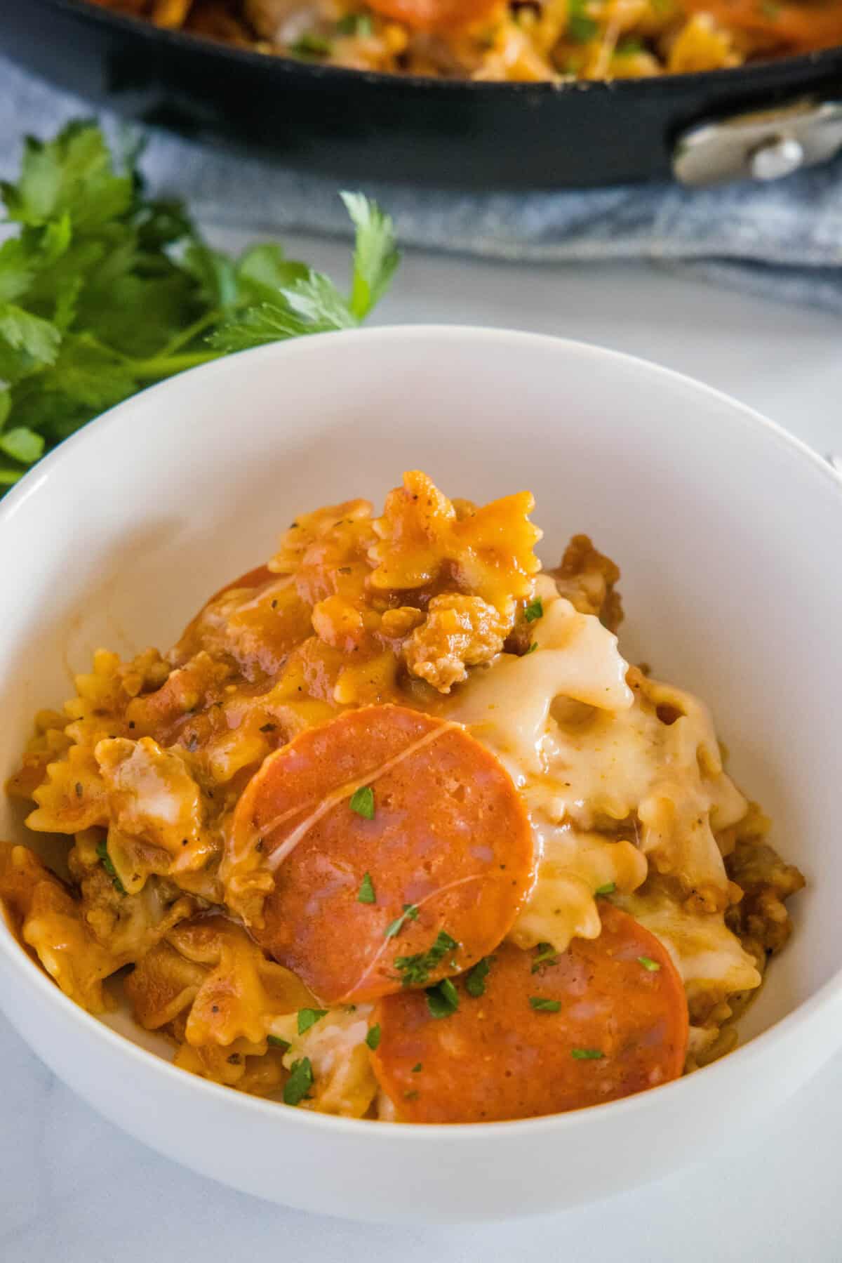 pizza pasta in a bowl