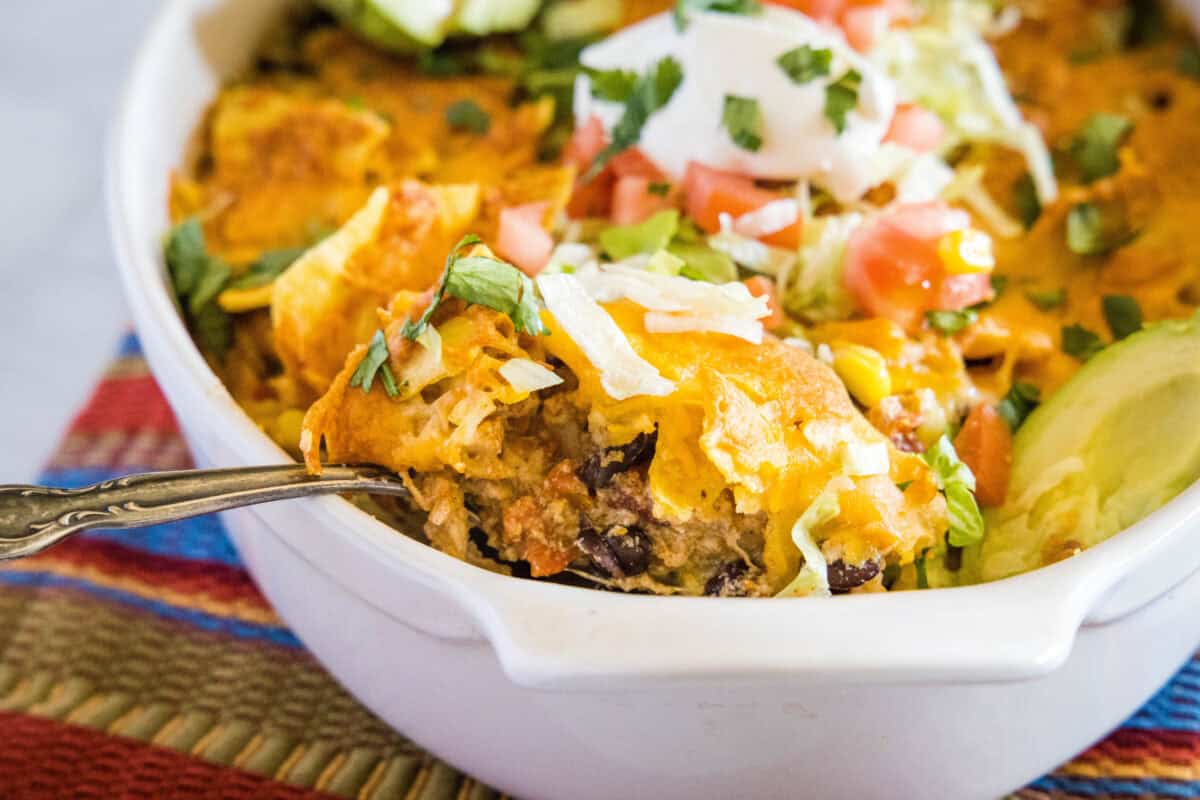 Chicken Taco Casserole is a cheesy, easy weeknight dinner packed with seasoned chicken and taco flavors. A family-friendly comfort meal ready in no time.
